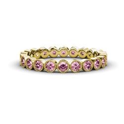 Arria Pink Tourmaline Eternity Band Pink Tourmaline Bezel Set Milgrain Womens Eternity Ring Stackable ctw K Yellow Gold