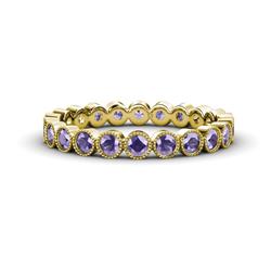 Arria Iolite Eternity Band Iolite Bezel Set Milgrain Womens Eternity Ring Stackable ctw K Yellow Gold