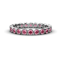 Arria Rhodolite Garnet Eternity Band Rhodolite Garnet Bezel Set Milgrain Womens Eternity Ring Stackable ctw K White Gold