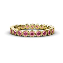Arria Rhodolite Garnet Eternity Band Rhodolite Garnet Bezel Set Milgrain Womens Eternity Ring Stackable ctw K Yellow Gold
