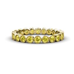 Arria Yellow Sapphire Eternity Band Yellow Sapphire Bezel Set Milgrain Womens Eternity Ring Stackable ctw K Yellow Gold