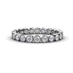 Arria White Sapphire Eternity Band White Sapphire Bezel Set Milgrain Womens Eternity Ring Stackable ctw K White Gold