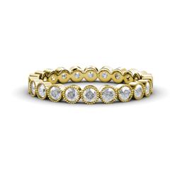 Arria White Sapphire Eternity Band White Sapphire Bezel Set Milgrain Womens Eternity Ring Stackable ctw K Yellow Gold