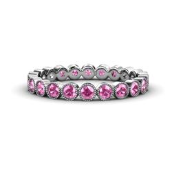Arria Pink Sapphire Eternity Band Pink Sapphire Bezel Set Milgrain Womens Eternity Ring Stackable ctw Platinum