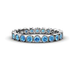 Arria Blue Topaz Eternity Band Blue Topaz Bezel Set Milgrain Womens Eternity Ring Stackable ctw Platinum