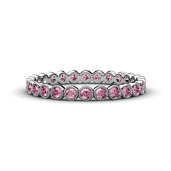 Arria Pink Tourmaline Eternity Band Pink Tourmaline Bezel Set Milgrain Womens Eternity Ring Stackable ctw K White Gold