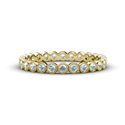 Arria Aquamarine Eternity Band Aquamarine Bezel Set Milgrain Womens Eternity Ring Stackable ctw K Yellow Gold