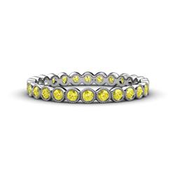 Arria Yellow Sapphire Eternity Band Yellow Sapphire Bezel Set Milgrain Womens Eternity Ring Stackable ctw K White Gold