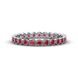 Arria Ruby Eternity Band Ruby Bezel Set Milgrain Womens Eternity Ring Stackable ctw K White Gold