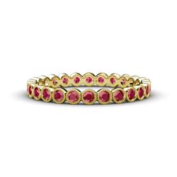 Arria Ruby Eternity Band Ruby Bezel Set Milgrain Womens Eternity Ring Stackable ctw K Yellow Gold