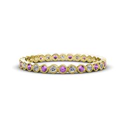 Arria Amethyst and Diamond Eternity Band Amethyst and Diamond Bezel Set Milgrain Womens Eternity Ring Stackable ctw K Yellow Gold