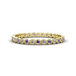 Arria Iolite and Diamond Eternity Band Iolite and Diamond Bezel Set Milgrain Womens Eternity Ring Stackable ctw K Yellow Gold