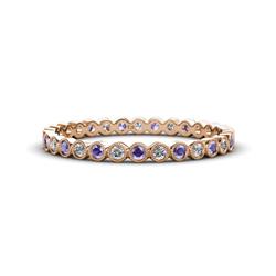 Arria Iolite and Diamond Eternity Band Iolite and Diamond Bezel Set Milgrain Womens Eternity Ring Stackable ctw K Rose Gold