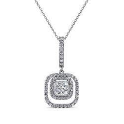 Rosalyn Diamond Halo Pendant Princess Cut Diamond Womens Halo Pendant Necklace ctw K White GoldIncluded Inches K White Gold Chain