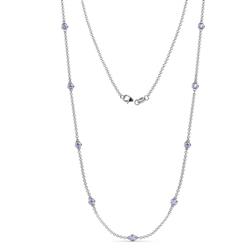 Adia 9Stn Tanzanite on Cable Necklace Stone Tanzanite ctw Womens Station Necklace K White Gold