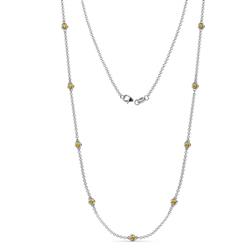 Adia 9Stn Citrine on Cable Necklace Stone Citrine ctw Womens Station Necklace K White Gold