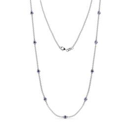 Adia 9Stn Iolite on Cable Necklace Stone Iolite ctw Womens Station Necklace K White Gold