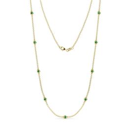 Adia 9Stn Emerald on Cable Necklace Stone Emerald ctw Womens Station Necklace K Yellow Gold