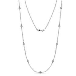 Adia 9Stn Diamond on Cable Necklace Stone Diamond ctw Womens Station Necklace K White Gold