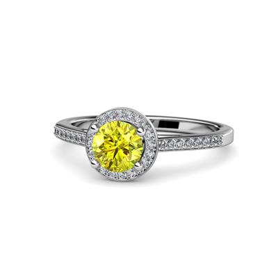 Vida Signature Yellow and White Diamond Halo Engagement Ring