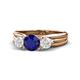 1 - Alyssa Blue and White Sapphire Three Stone Engagement Ring 