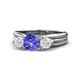 1 - Alyssa Tanzanite and White Sapphire Three Stone Engagement Ring 