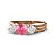 1 - Alyssa Pink Tourmaline and White Sapphire Three Stone Engagement Ring 