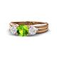 1 - Alyssa Peridot and White Sapphire Three Stone Engagement Ring 