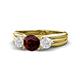 1 - Alyssa Red Garnet and White Sapphire Three Stone Engagement Ring 