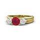 1 - Alyssa Ruby and White Sapphire Three Stone Engagement Ring 