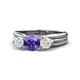 1 - Alyssa Iolite and White Sapphire Three Stone Engagement Ring 