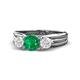 1 - Alyssa Emerald and White Sapphire Three Stone Engagement Ring 