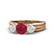 1 - Alyssa Ruby and White Sapphire Three Stone Engagement Ring 