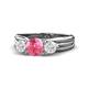 1 - Alyssa Pink Tourmaline and White Sapphire Three Stone Engagement Ring 