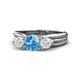 1 - Alyssa Blue Topaz and White Sapphire Three Stone Engagement Ring 