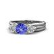 1 - Alyssa 6.40 mm Tanzanite and Diamond Three Stone Ring 