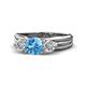 1 - Alyssa 6.40 mm Blue Topaz and Diamond Three Stone Ring 