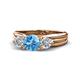 1 - Alyssa 6.40 mm Blue Topaz and Diamond Three Stone Ring 