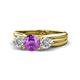 1 - Alyssa 6.40 mm Amethyst and Diamond Three Stone Ring 