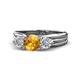 1 - Alyssa 6.40 mm Citrine and Diamond Three Stone Ring 