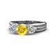 1 - Alyssa 6.00 mm Yellow Sapphire and Diamond Three Stone Ring 
