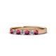 1 - Fiala 2.70 mm Rhodolite Garnet and Diamond 7 Stone Wedding Band 