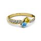 3 - Nicia Yellow Sapphire and Blue Topaz with Side Diamonds Bypass Ring 