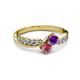 3 - Nicia Amethyst and Rhodolite Garnet with Side Diamonds Bypass Ring 