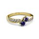 3 - Nicia Iolite and Blue Sapphire with Side Diamonds Bypass Ring 