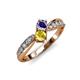 4 - Nicia Iolite and Yellow Sapphire with Side Diamonds Bypass Ring 