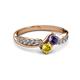 3 - Nicia Iolite and Yellow Sapphire with Side Diamonds Bypass Ring 