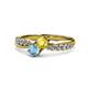 1 - Nicia Yellow Sapphire and Blue Topaz with Side Diamonds Bypass Ring 