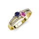 3 - Zaira Blue and Pink Sapphire with Side Diamonds Split Shank Ring 
