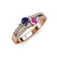 3 - Zaira Blue and Pink Sapphire with Side Diamonds Split Shank Ring 